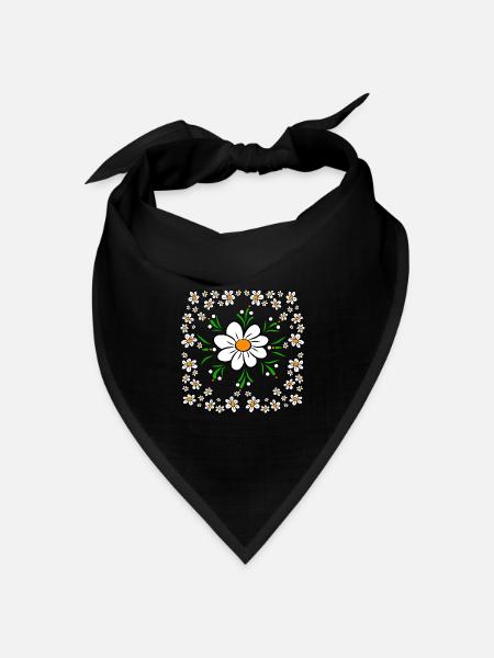 Gänseblümchen Blumenwiese Blumenmuster Blume - Bandana Dreieckstuch - Schwarz
