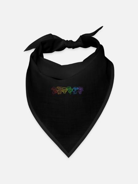 Pilze LGBT Regenbogen Pflücken Pilze sammeln - Bandana Dreieckstuch - Schwarz