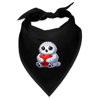 Herzige Schneeeule verliebt Valentinstag - Bandana Dreieckstuch - Schwarz - Vorne