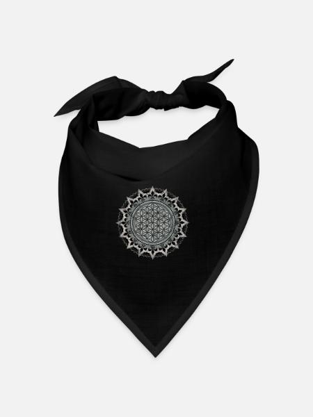 Blume des Lebens, Yoga, Heilige Geometrie, vintage - Bandana Dreieckstuch - Schwarz