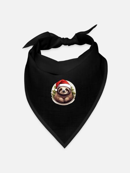 Santa Sloth funny Sloth with Christmas Hat - Bandana Dreieckstuch - Schwarz