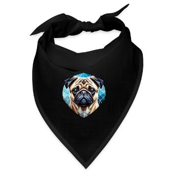 Mops Gesicht Geometrie Kunst - Bandana Dreieckstuch - Schwarz - Vorne