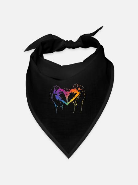 Heart ripped apart in rainbow colors for pride - Bandana Dreieckstuch - Schwarz