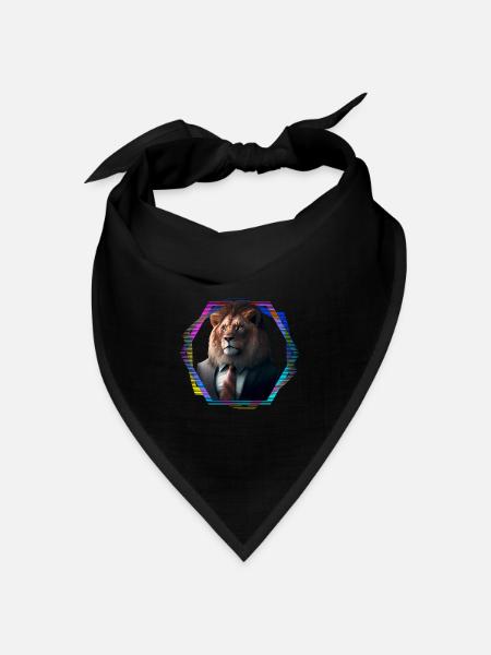 Löwe im Anzug - Bandana Dreieckstuch - Schwarz
