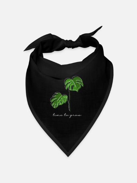Monstera, Lineart, plant, Pflanze, Leaf, Minimal - Bandana Dreieckstuch - Schwarz