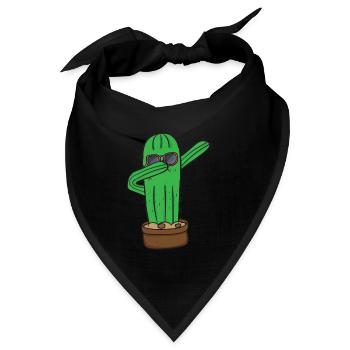 Tupfender Kaktus Sonnenbrille Sukkulente - Bandana Dreieckstuch - Schwarz - Vorne