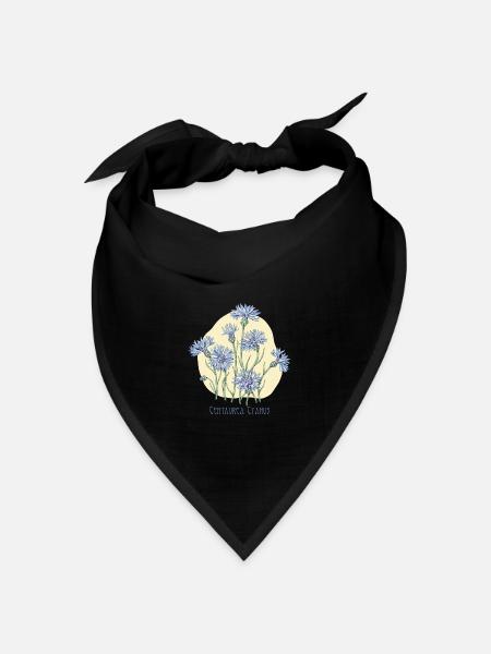 Kornblume, botanische Zeichnung - Bandana Dreieckstuch - Schwarz
