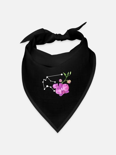 Wassermann-Konstellation mit Aquarell Orchideen - Bandana Dreieckstuch - Schwarz