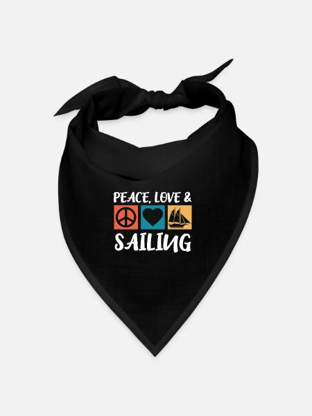 Segeln Peace Love Sailing Segler Segelschiff - Bandana Dreieckstuch - Schwarz