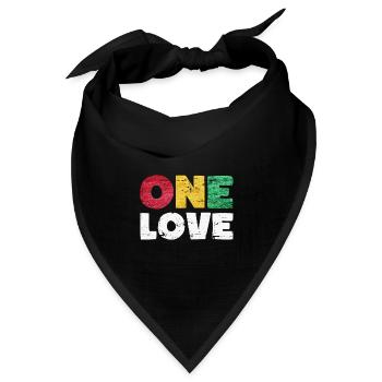 One Love Reggae Musik - Bandana Dreieckstuch - Schwarz - Vorne