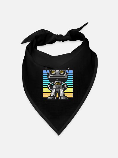 Roboter Retro Sonnenuntergang - Bandana Dreieckstuch - Schwarz