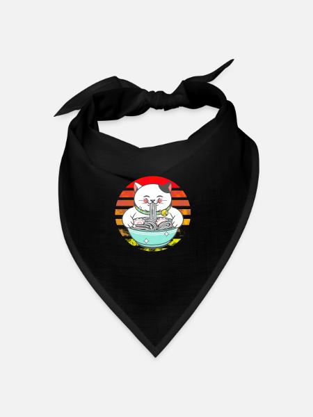 Chinesische Katze Chinesische Nudeln - Bandana Dreieckstuch - Schwarz