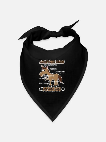 Anatomie eines Pferdes für Reiter Reitsport - Bandana Dreieckstuch - Schwarz