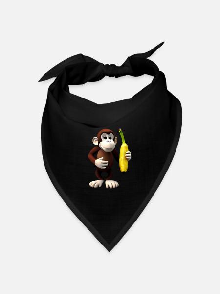 Bananen Affe - Bandana Dreieckstuch - Schwarz