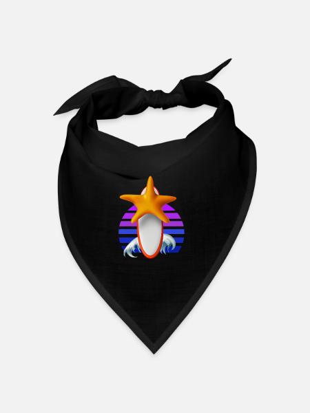 Seesterne Surfbrett - Bandana Dreieckstuch - Schwarz
