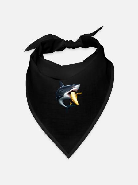 Haifisch frisst Banane - Bandana Dreieckstuch - Schwarz