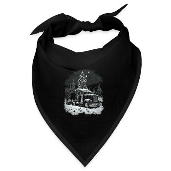 Weihnachts Lkw Fahrer Weihnaten Sattelschlepper - Bandana Dreieckstuch - Schwarz - Vorne