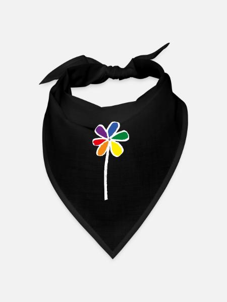 Pride Flower - Blume LGBT - Bandana Dreieckstuch - Schwarz