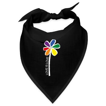 Pride Flower - LGBT Blume - Love is Love - Bandana Dreieckstuch - Schwarz - Vorne