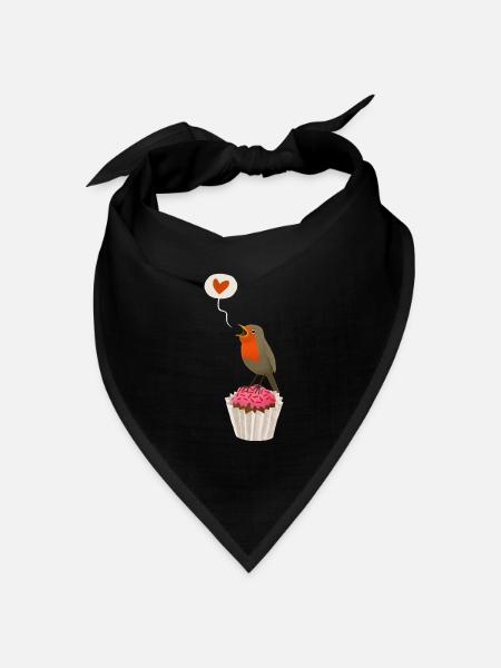 Rotkehlchen wünscht alles Liebe! - Bandana Dreieckstuch - Schwarz