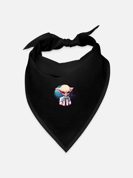Alien Außerirdischer Kaffee Weltraum Sunset - Bandana Dreieckstuch - Schwarz