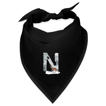 N – dekoratives Schriftzeichen – Winter - Bandana Dreieckstuch - Schwarz - Vorne