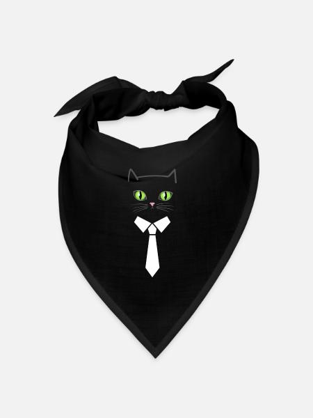 Businesskatze im Anzug - Bandana Dreieckstuch - Schwarz