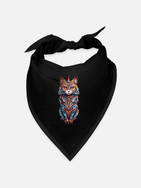 Mystische Katze Schamanismus & Spirit Design - Bandana Dreieckstuch - Schwarz