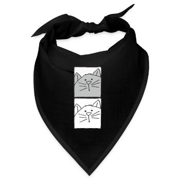 katze grau und weiss - Bandana Dreieckstuch - Schwarz - Vorne