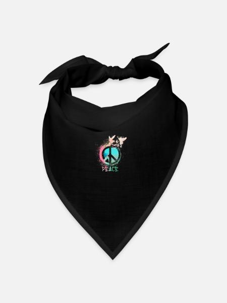 pastell ,graffiti, peace, flagge, friede, tauben - Bandana Dreieckstuch - Schwarz