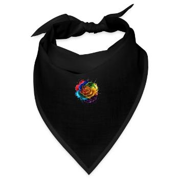 Bunte Blüte in den Farben des Regenbogens - Bandana Dreieckstuch - Schwarz - Vorne