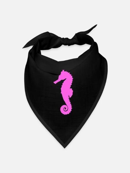 Seepferdchen pink - Bandana Dreieckstuch - Schwarz