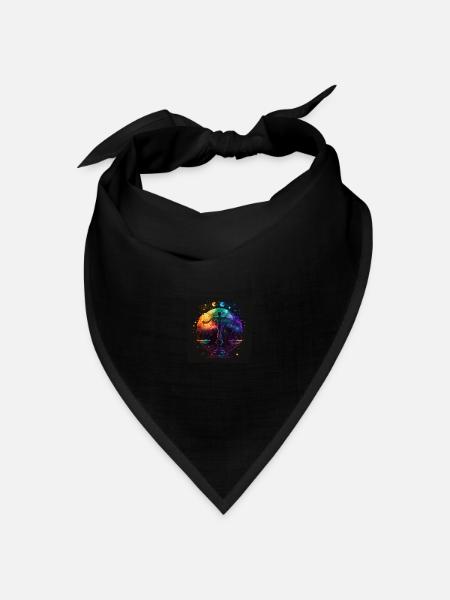 Waage Sternezeichen Aquarell Watercolor Boho - Bandana Dreieckstuch - Schwarz