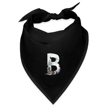 B – dekoratives Schriftzeichen – Winter - Bandana Dreieckstuch - Schwarz - Vorne