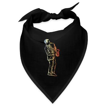 Vintage Saxophon - Bandana Dreieckstuch - Schwarz - Vorne