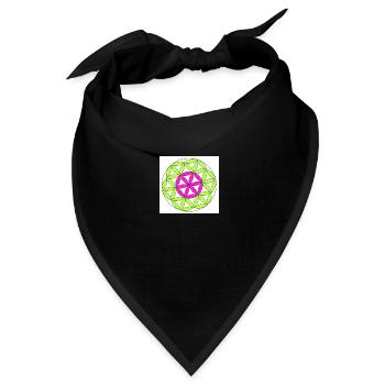 Blume des Lebens pink grün - Bandana Dreieckstuch - Schwarz - Vorne