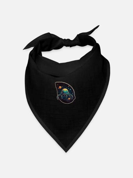 Krabbenraumschiff im Weltall mit Planeten - Bandana Dreieckstuch - Schwarz