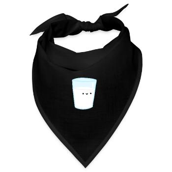 lächelndes Milchglas - mit einem süßen Gesicht - Bandana Dreieckstuch - Schwarz - Vorne