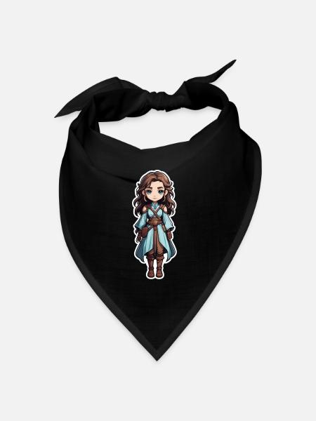 Mittelalterliche Fantasy-Kriegerin - Bandana Dreieckstuch - Schwarz