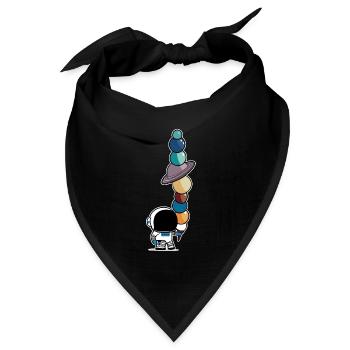 Astronaut mit Sonnensystem Planeten Eis Astronomie - Bandana Dreieckstuch - Schwarz - Vorne