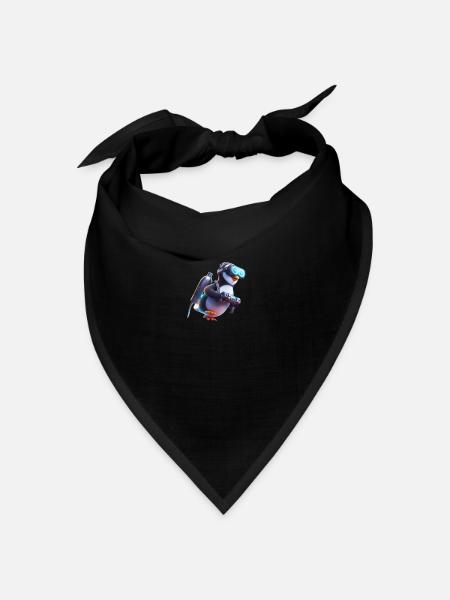 Futuristischer Pinguin 3 - Bandana Dreieckstuch - Schwarz