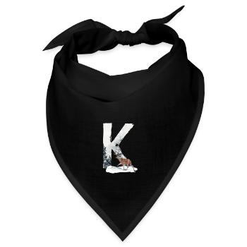 K – dekoratives Schriftzeichen – Winter - Bandana Dreieckstuch - Schwarz - Vorne