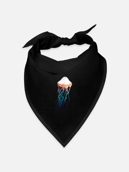 Qualle - Unter Wasser mit Sonnenuntergang - Bandana Dreieckstuch - Schwarz
