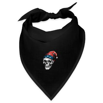Skull mit bunter Kappe lustiges Skulldesign - Bandana Dreieckstuch - Schwarz - Vorne