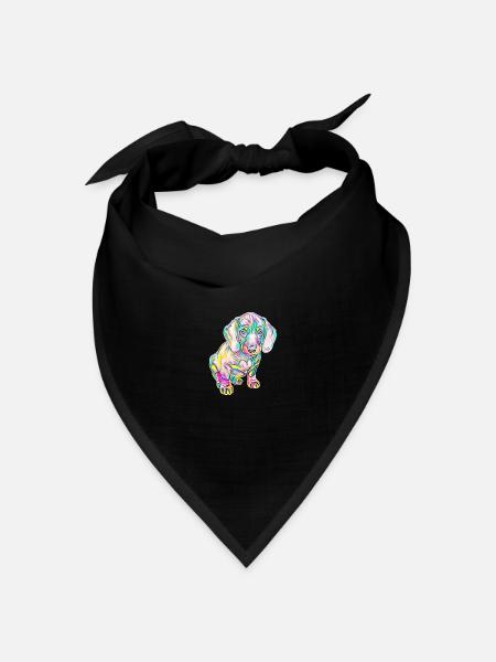 Dackel on Tour - Bandana Dreieckstuch - Schwarz