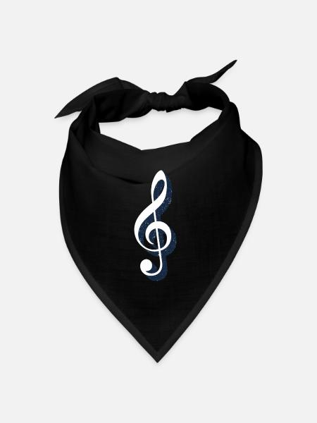 Violinschlüssel als Illustation in königblau - Bandana Dreieckstuch - Schwarz