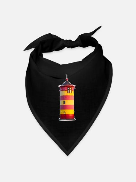 Pilsumer Leuchtturm - Bandana Dreieckstuch - Schwarz