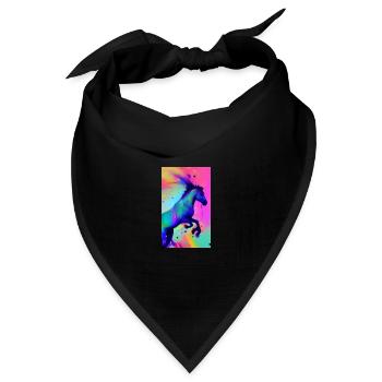 Pferd | reiten | Tier | Reittier | Bunt - Bandana Dreieckstuch - Schwarz - Vorne