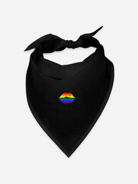 LIPPEN LIPPE KUSS KÜSSEN LIEBE LGBT MOTIV GESCHENK - Bandana Dreieckstuch - Schwarz