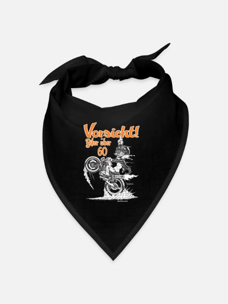 Bikerdesign Biker über 60 Vorsicht - RAHMENLOS® - Bandana Dreieckstuch - Schwarz